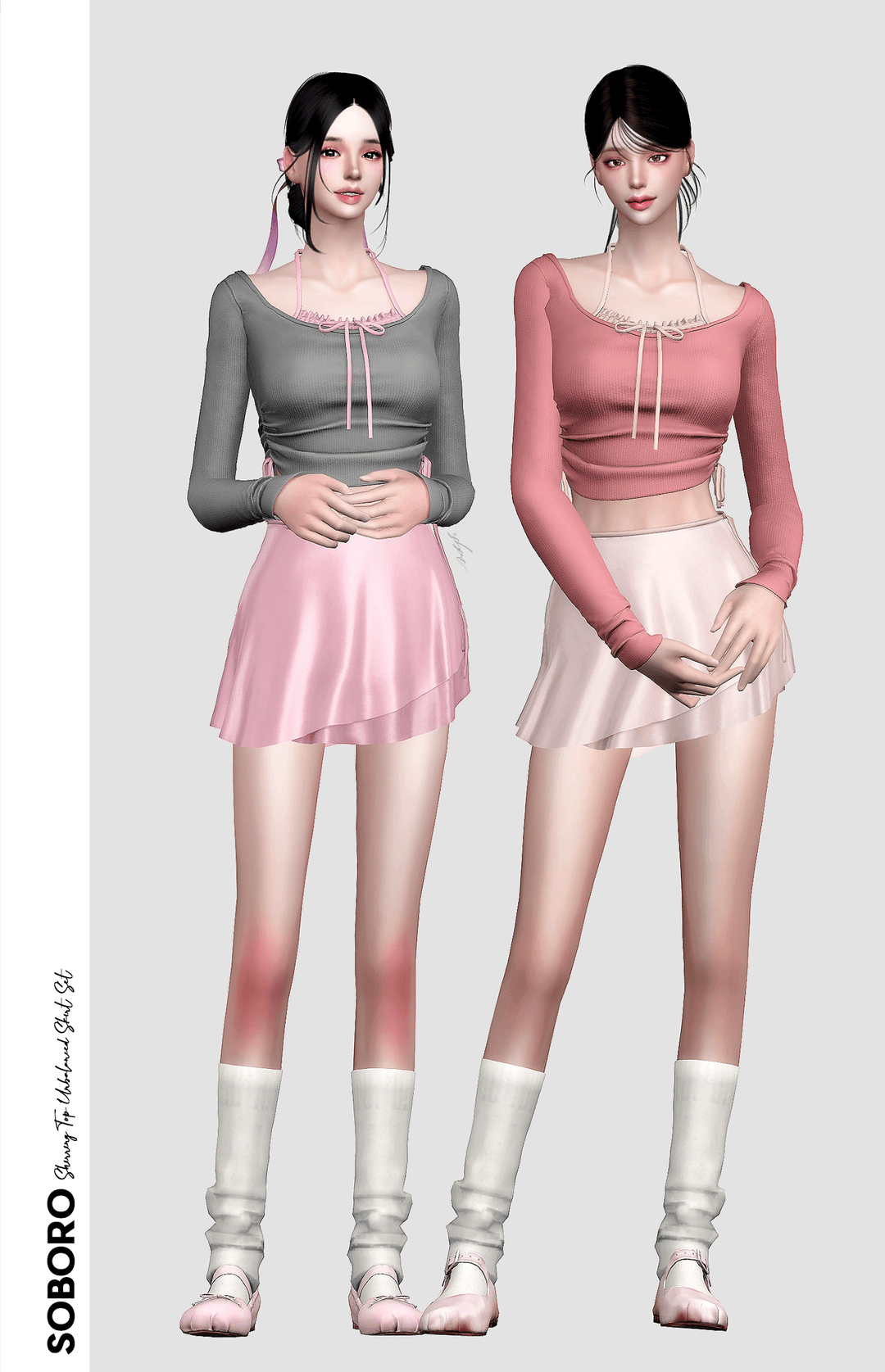 Галерея мода Комплект Shirring Top Unbalanced Skirt #1